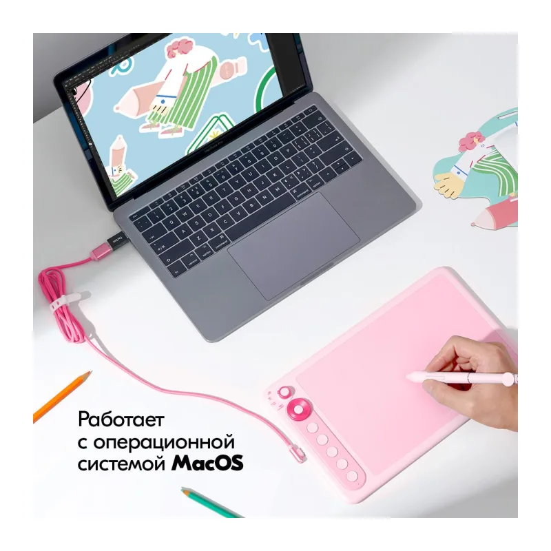 Графический планшет Parblo Intangbo X7 Pink