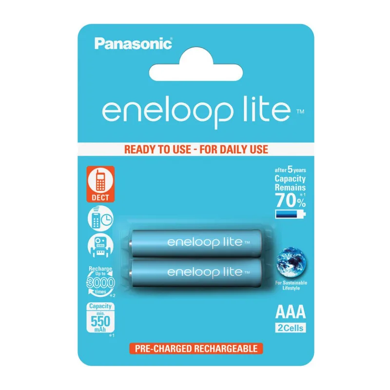 Аккумулятор Panasonic Eneloop Lite AAA 550mAh BL2 (BK-4LCCE/2BE)