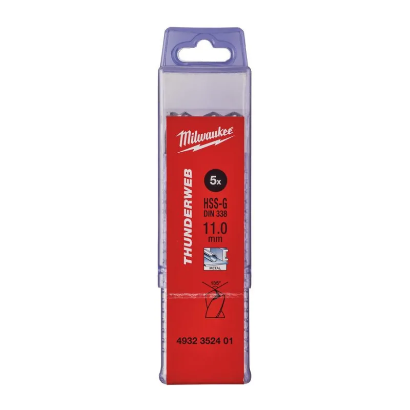 Сверло по металлу Milwaukee Thunderweb HSS-G 11x142мм 5шт (4932352401)