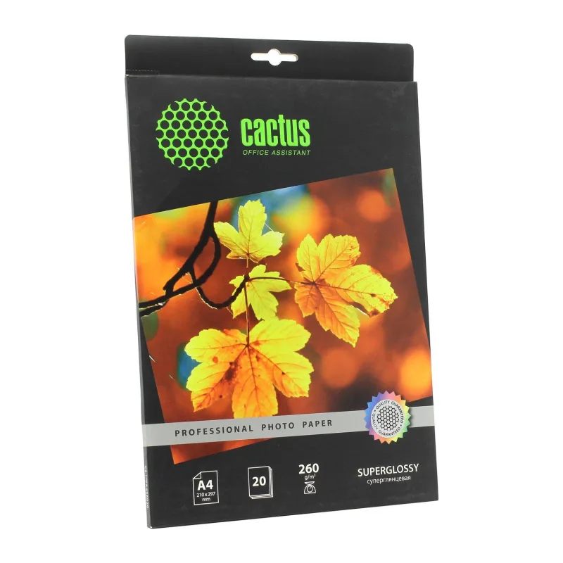 Фотобумага Cactus Суперглянцевая А4 260 г/м2 20 листов CS-HGA426020