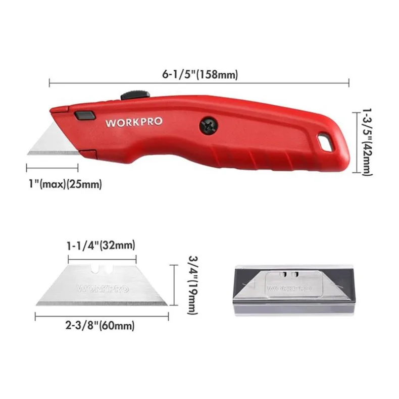 Нож строительный WorkPro WP213017 красный