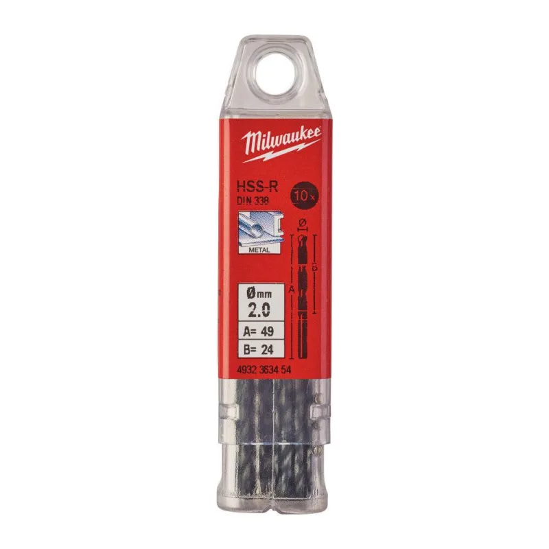 Сверло по металлу Milwaukee HSS-R 2.0мм 10шт (4932363454)