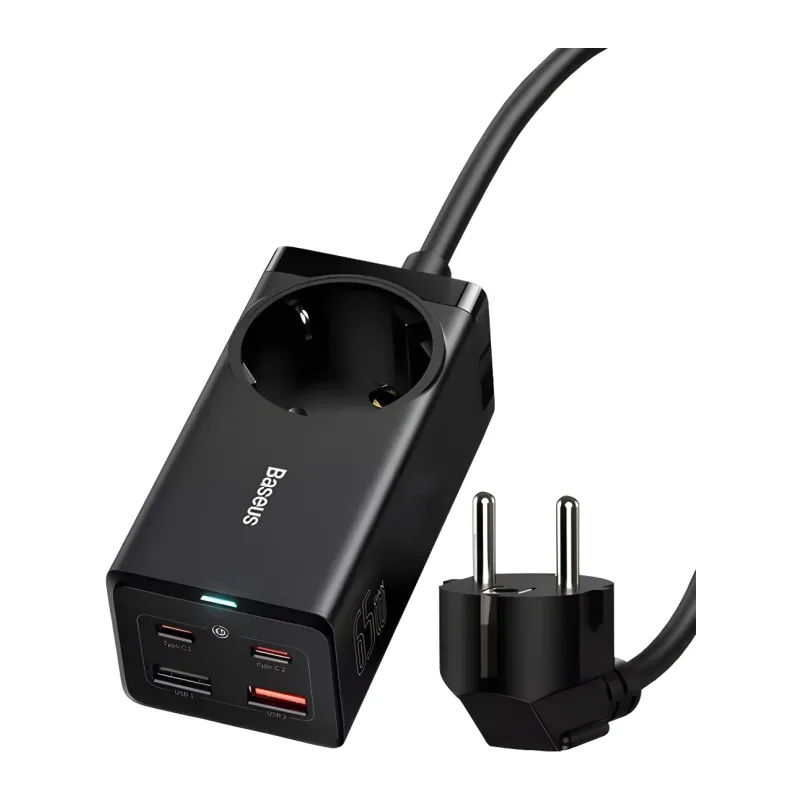 Удлинитель Baseus PSZM000901 GaN3 Pro Desktop Powerstrip AC+2U+2C 65W EU Black (CCGAN65-1ACE)