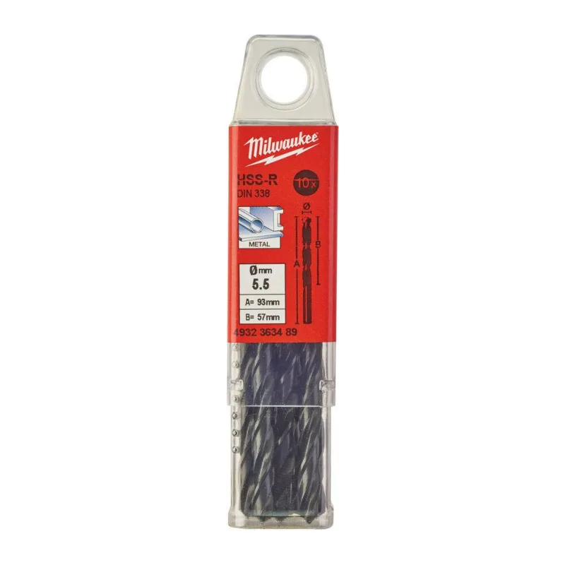 Сверло по металлу Milwaukee HSS-R 5.5мм 10шт (4932363489)
