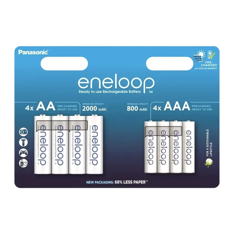 Аккумулятор Panasonic Eneloop AA 2000mAh + AAA 800mAh (BK-3MCDE+BK-4MCDE/8CP)