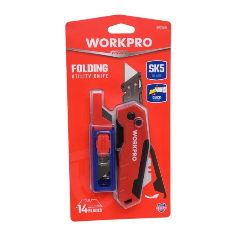 Нож строительный WorkPro WP211026 красный