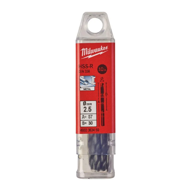 Сверло по металлу Milwaukee HSS-R 2.5мм 10шт (4932363459)