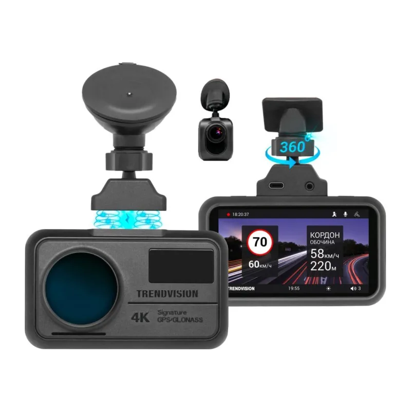Автомобильный видеорегистратор TrendVision TDR-725 Real 4K черный