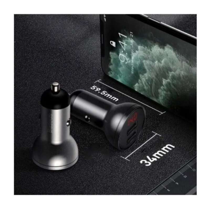 Автомобильное зарядное Baseus Digital Display Gray (CCBX-0G)