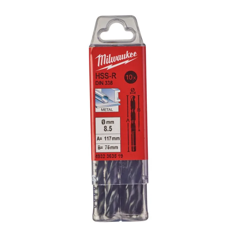 Сверло по металлу Milwaukee HSS-R 8.5мм 10шт (4932363519)