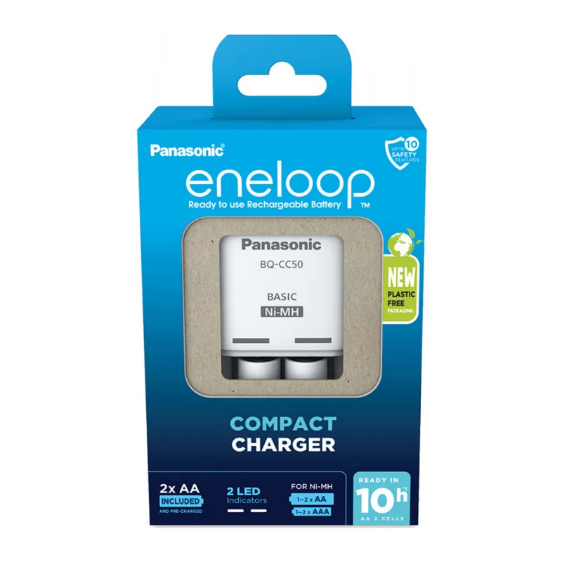 Аккумулятор с зарядным устройством Panasonic Eneloop BQ-CC50/2xBK-3MCCE Compact Charger (K-KJ50MCD20E)