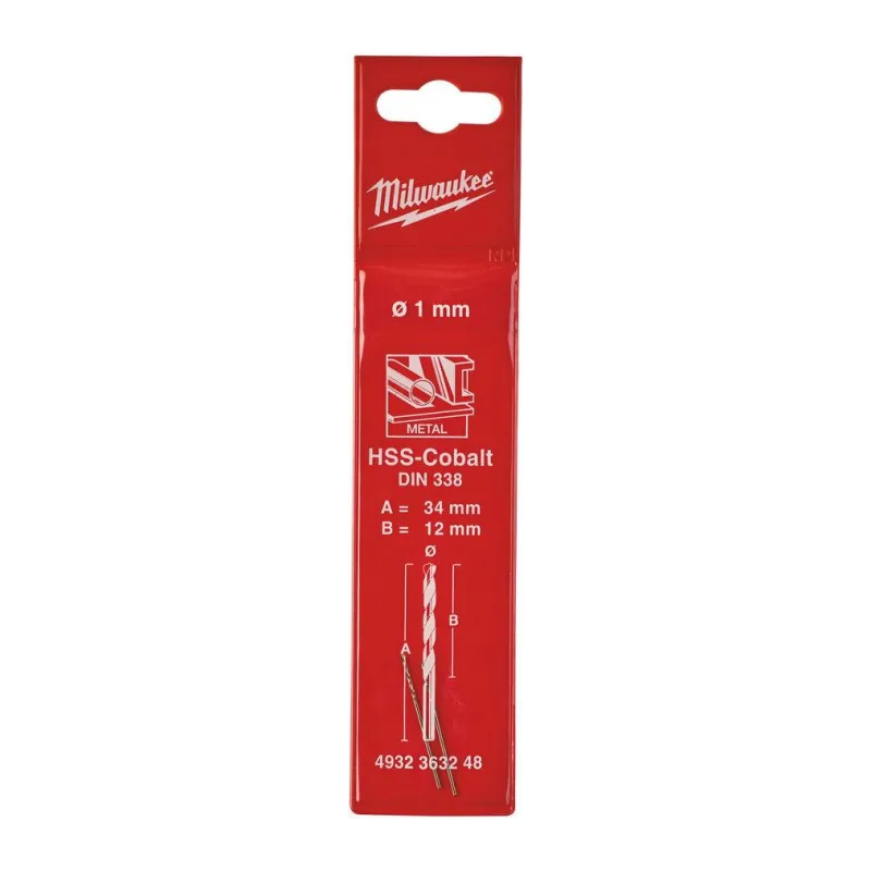 Сверло по металлу Milwaukee HSS-Co 1.0мм 2шт (4932363248)