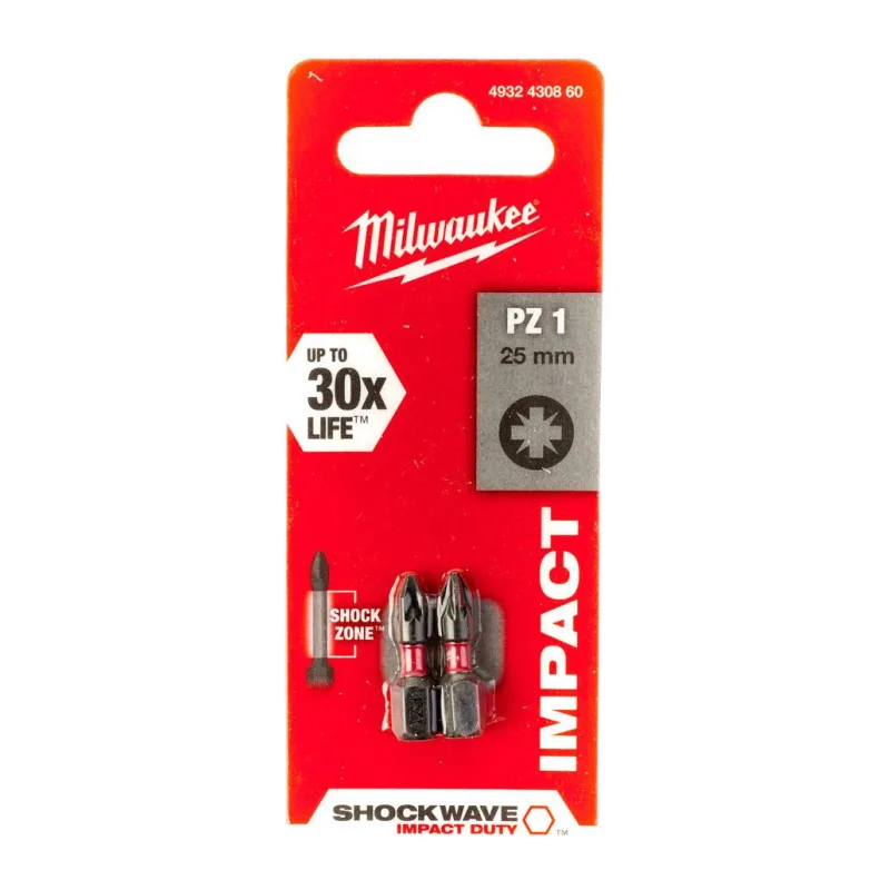 Бита Milwaukee Shockwave PZ1 25мм 2шт (4932430860)