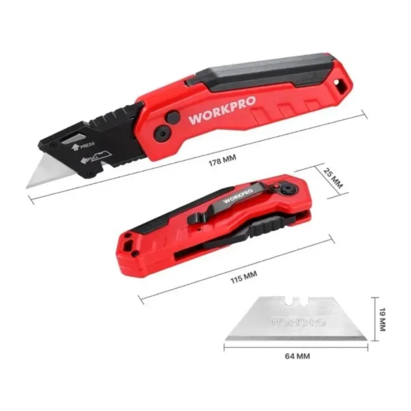 Нож строительный WorkPro WP211026 красный