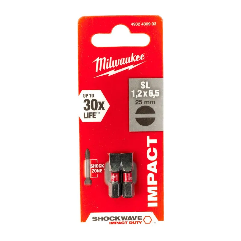 Бита Milwaukee Shockwave SL1.2x6.5 25мм 2шт (4932430903)