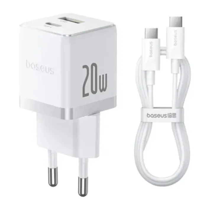 Сетевое зарядное устройство Baseus Palm C+U 20W EU Moon White (P10111608213-01)