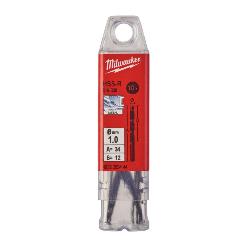 Сверло по металлу Milwaukee HSS-R 1.0мм 10шт (4932363444)