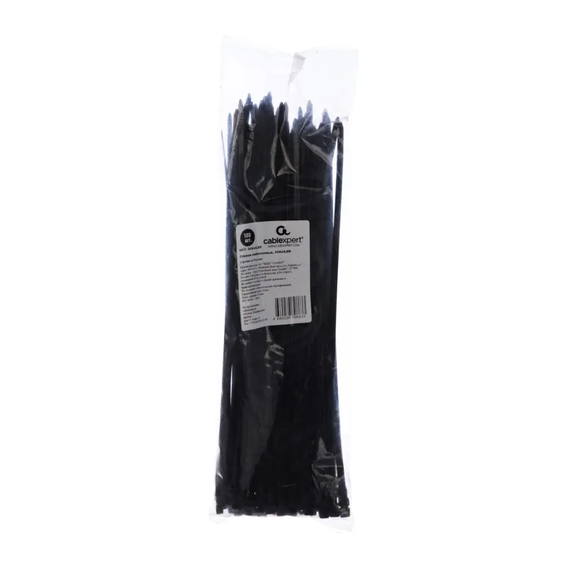 Стяжки кабельные Cablexpert NYT-300x4.8B черный