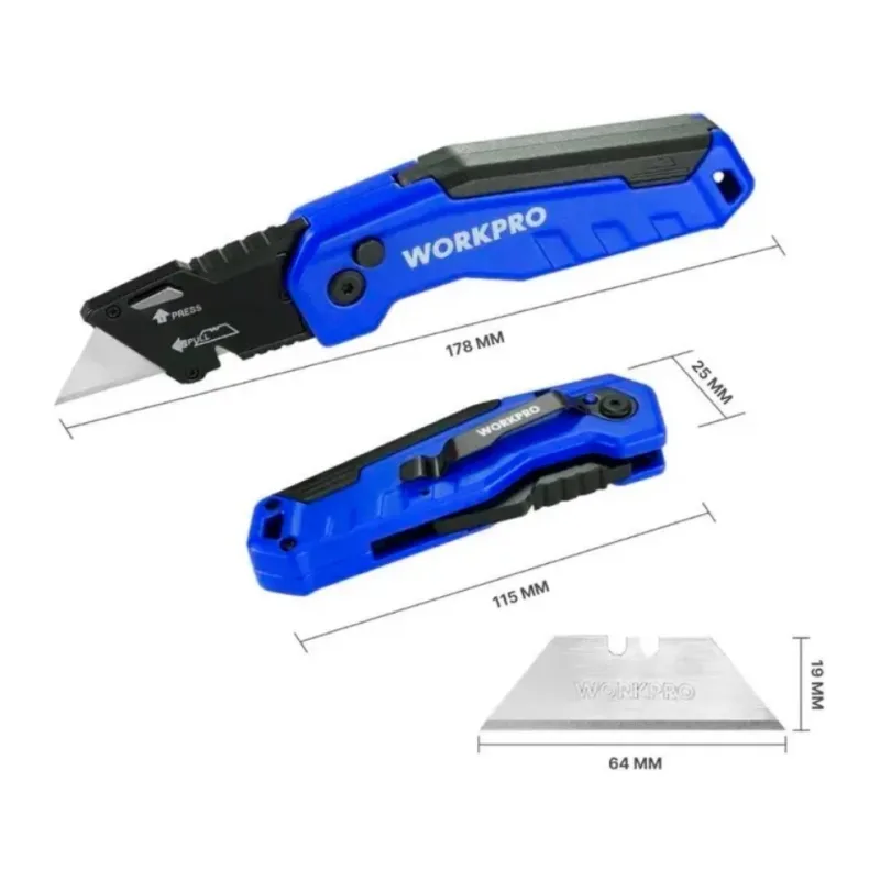Нож строительный WorkPro WP211025 синий