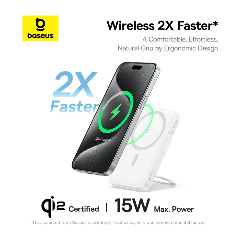Портативное зарядное устройство Baseus PicoGo Qi2 Magnetic PPPG-0520S Moon White (P10076800213-01)
