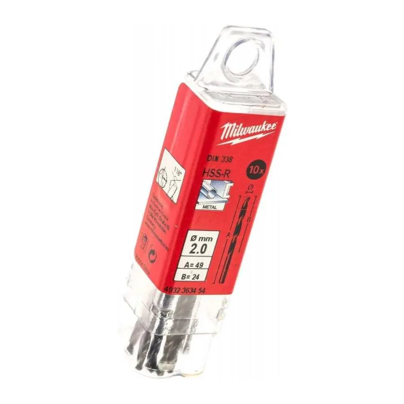 Сверло по металлу Milwaukee HSS-R 2.0мм 10шт (4932363454)