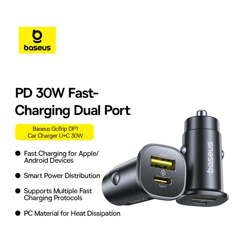Автомобильное зарядное Baseus BS-C15C1 GoTrip DP1 Car Charger C+U 30W Cosmic Black (C00072300123-00)