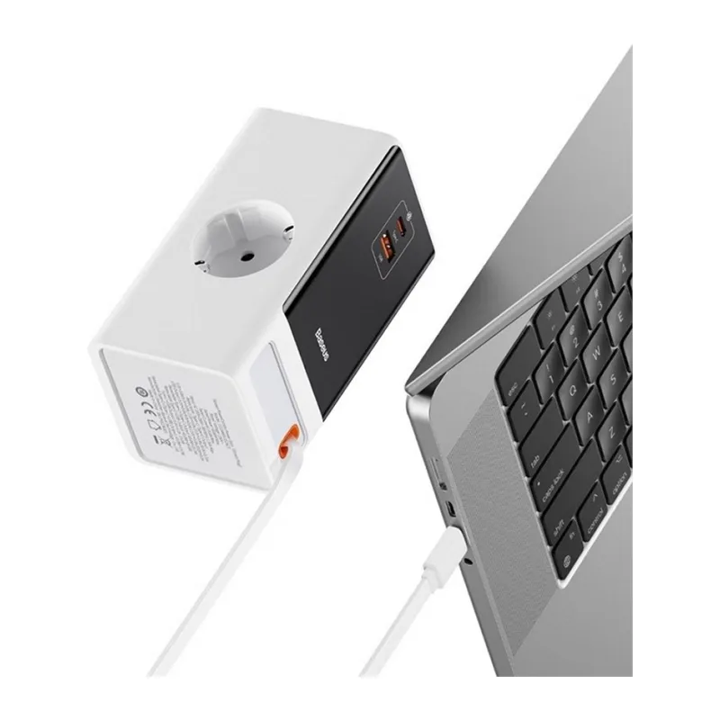 Удлинитель Baseus PSLR000602 PowerCombo Digital PowerStrip 2AC+1U+1C+Retractable-C 65W Smart Version with 1.5m power cord EU Glacier White (CCGAN65-SS2ACE)