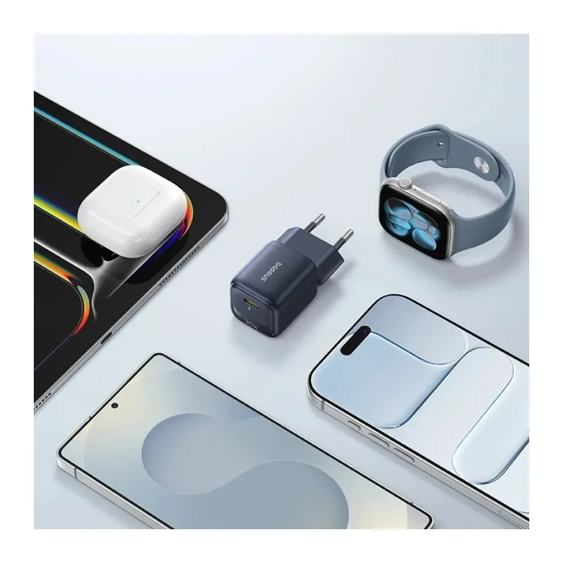 Сетевое зарядное устройство Baseus E01231 EnerFill FN22 Fast Charger 1C 30W EU Cosmic Black (E0123100)