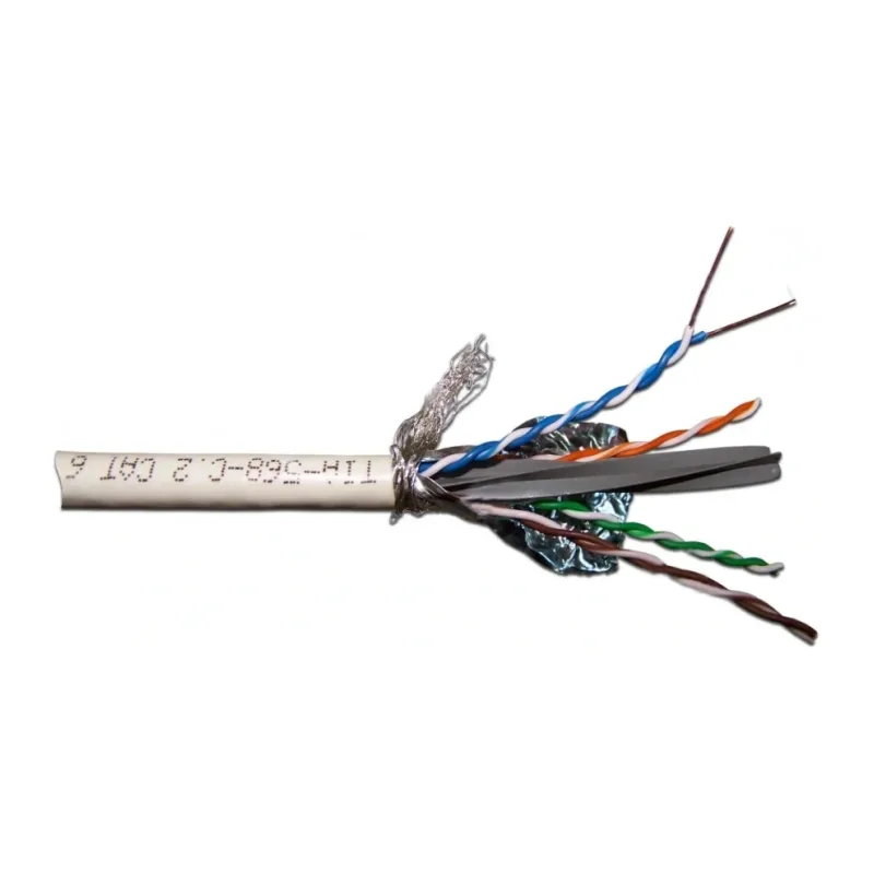 Кабель витая пара Lanmaster LAN-6ASFTP-HFLT-GY серый