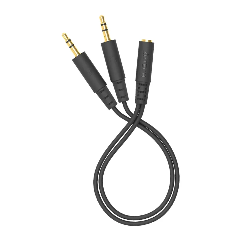 Адаптер аудио A4Tech Jack 3.5 (f)/2xJack 3.5 (m) 0.2м черный (AD-4P)