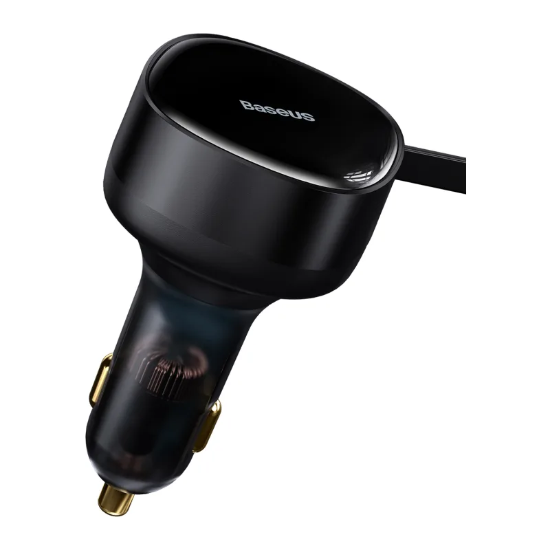 Автомобильное зарядное Baseus Enjoyment Retractable 2-in-1+C 33W Black (C00035500111-00)