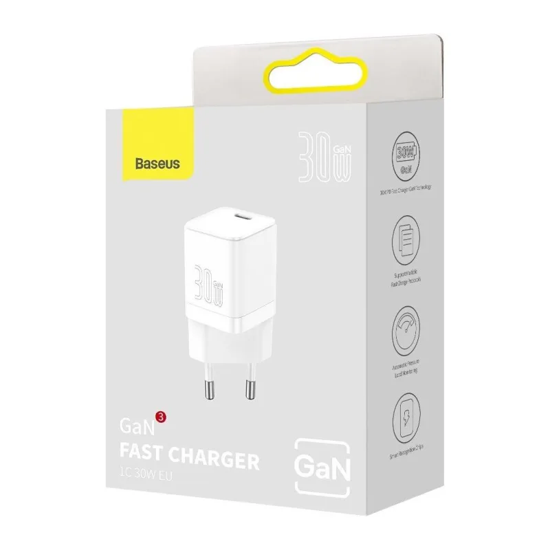 Сетевое зарядное устройство Baseus GAN3 30W EU White (CCGN0101020)