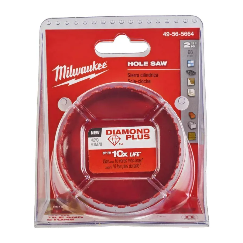 Коронка Milwaukee Diamond Plus 68мм 5/8"x18 (49565664)