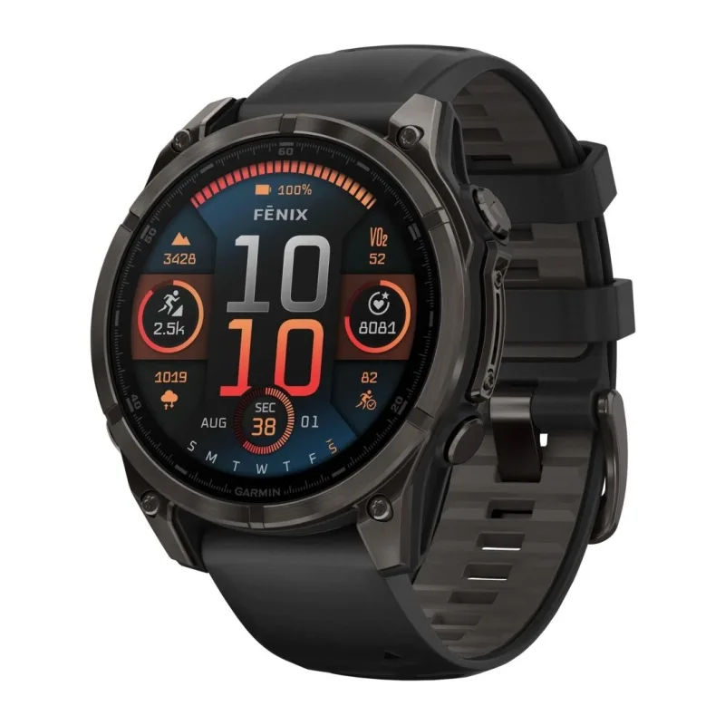 Умные часы Garmin Fenix 8 47mm Carbon Gray Titanium Black/Pebble Gray Silicone Band (010-02904-21)