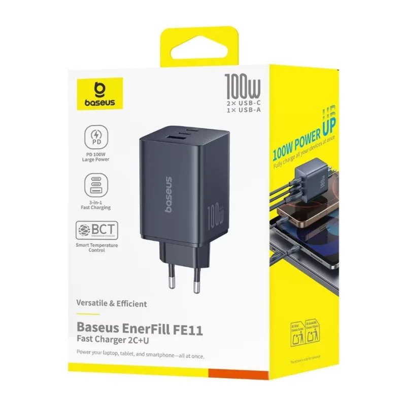 Сетевое зарядное устройство Baseus FE11 Fast Charger 2C+U 100W EU Cosmic Black (P10182102123-00)