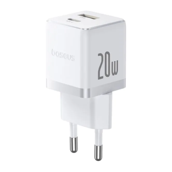 Сетевое зарядное устройство Baseus Palm C+U 20W EU Moon White (P10111608213-00)