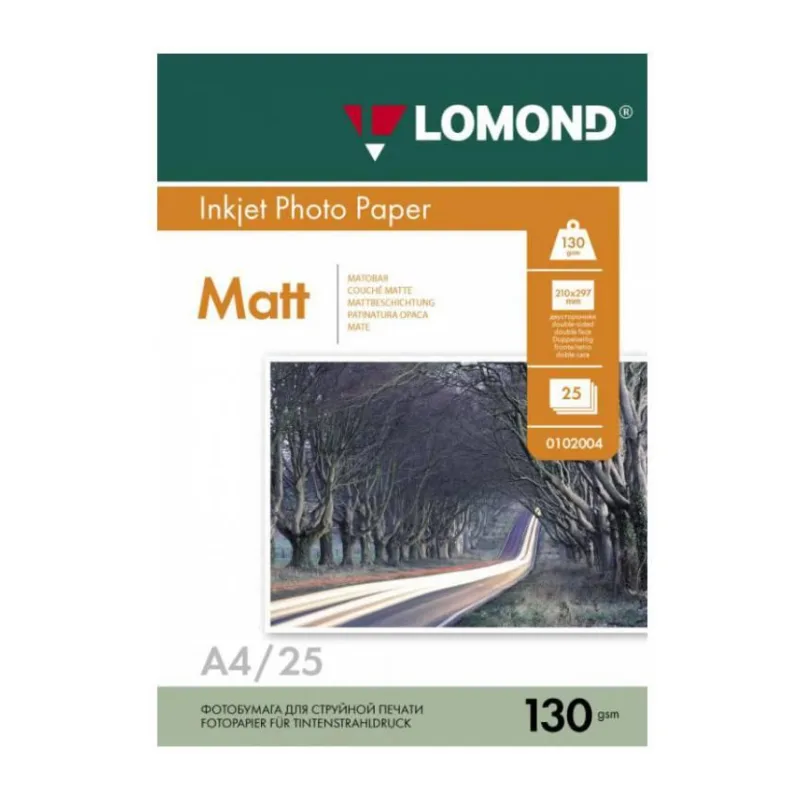 Фотобумага Lomond Матовая двухстороняя А4 130 г/кв.м. 25 листов 0102039