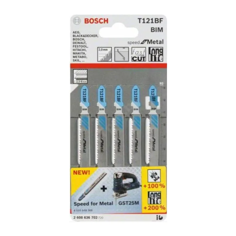 Пилка для лобзика Bosch T 121 BF Speed for Metal 5шт 2.608.636.702