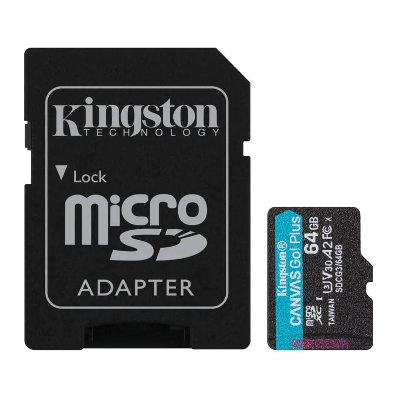Карта памяти Kingston SecureDigital Micro 64Gb SDXC Canvas Go Plus 170R Class 10 UHS-I U3 V30 A2 + переходник (SDCG3/64GB)