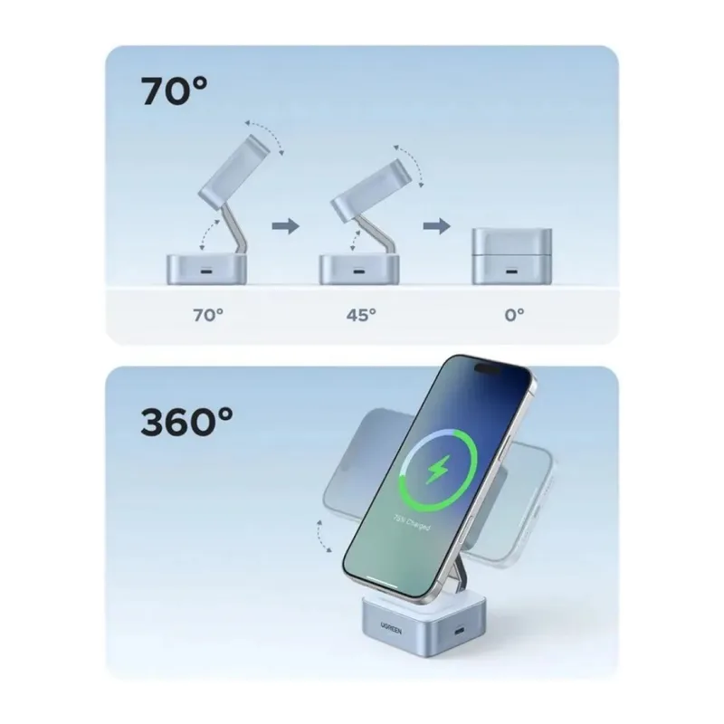 Беспроводное зарядное устройство Ugreen W752 Light Blue (55960B)