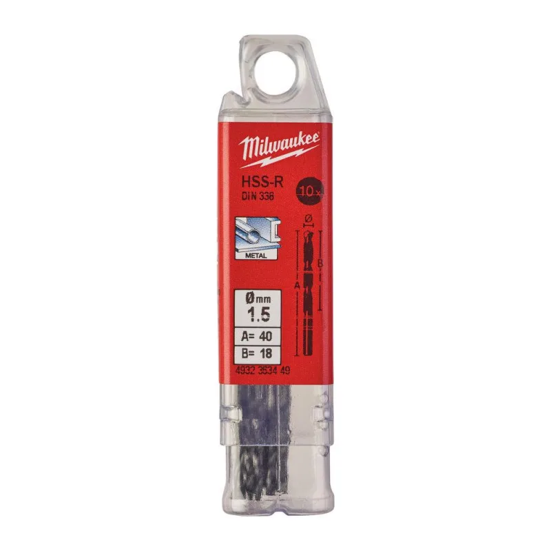 Сверло по металлу Milwaukee HSS-R 1.5мм 10шт (4932363449)