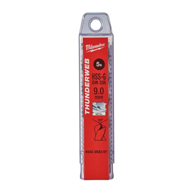 Сверло по металлу Milwaukee Thunderweb HSS-G 9x125мм 5шт (4932352397)
