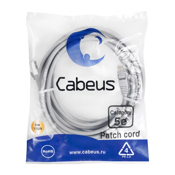 Патч-корд Cabeus PC-FTP-RJ45-Cat.5e-5m серый