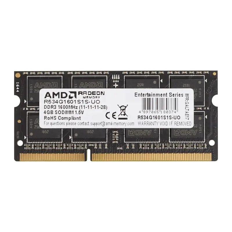 Оперативная память AMD Radeon R5 Entertainment Series 4GB DDR3 Black Bulk (R534G1601S1S-UO)