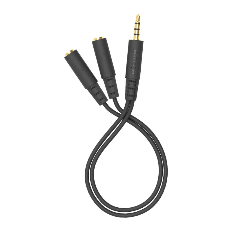 Адаптер аудио A4Tech 2xJack 3.5 (f)/Jack 3.5 (m) 0.2м черный (AD-3P)