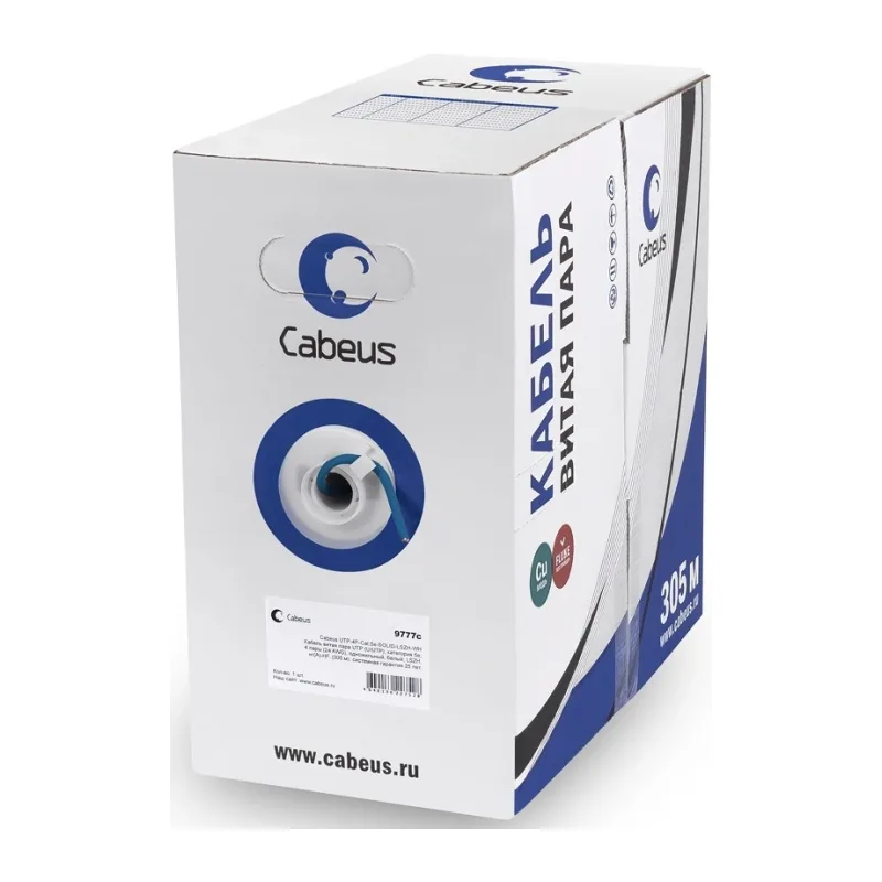 Кабель витая пара Cabeus UTP-4P-Cat.5e-SOLID-LSZH-BL синий