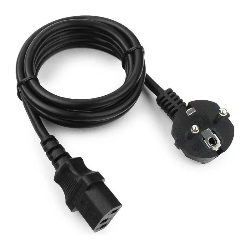 Кабель питания Cablexpert PC-186A-VDE, 1.8м, Schuko- C13, VDE, 10А, черный, угловой разъем, с заземлением, пакет