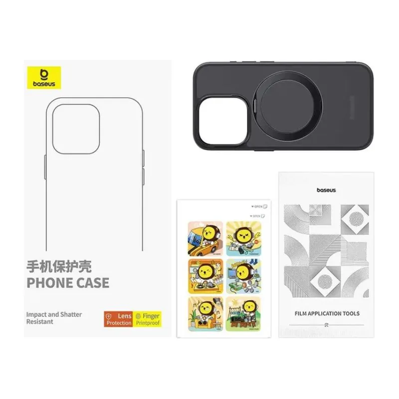 Чехол Baseus SkyRing Series 360° Magnetic для iP 15 Plus Frosted Black (P60161006101-01)