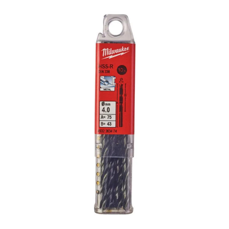 Сверло по металлу Milwaukee HSS-R 4.0мм 10шт (4932363474)