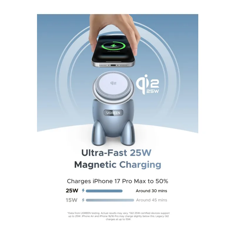 Беспроводное зарядное устройство Ugreen W713 Light Blue (65300)
